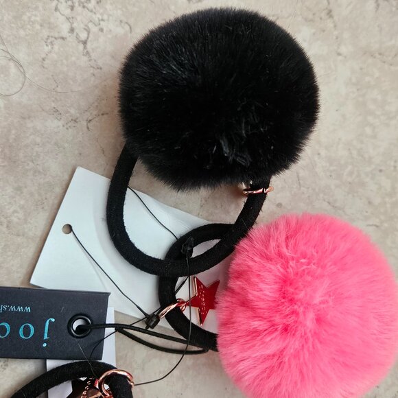 RARE SET 3 JOCELYN FAUX FUR PONYTAIL HOLDER HAIR TIE WRAP BAND ACCESSORY